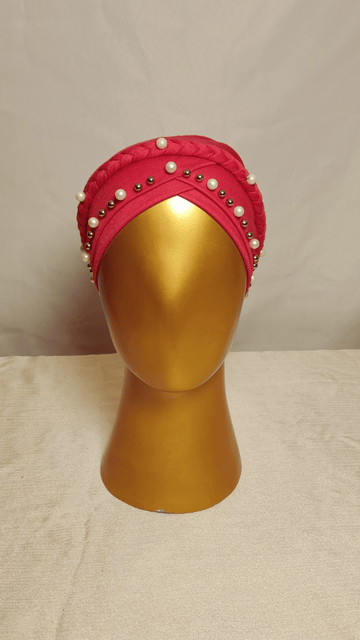 Braided Pearl Cap - Coral